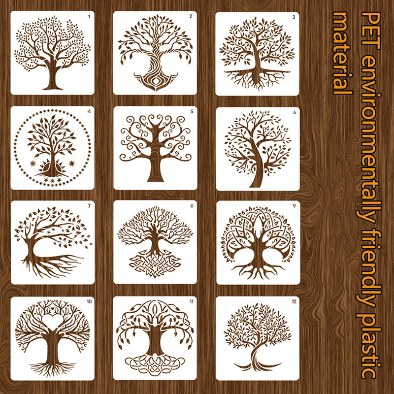 Reusable Tree Stencils Life Stencil Painting Wood Airbrush Drawing Qme