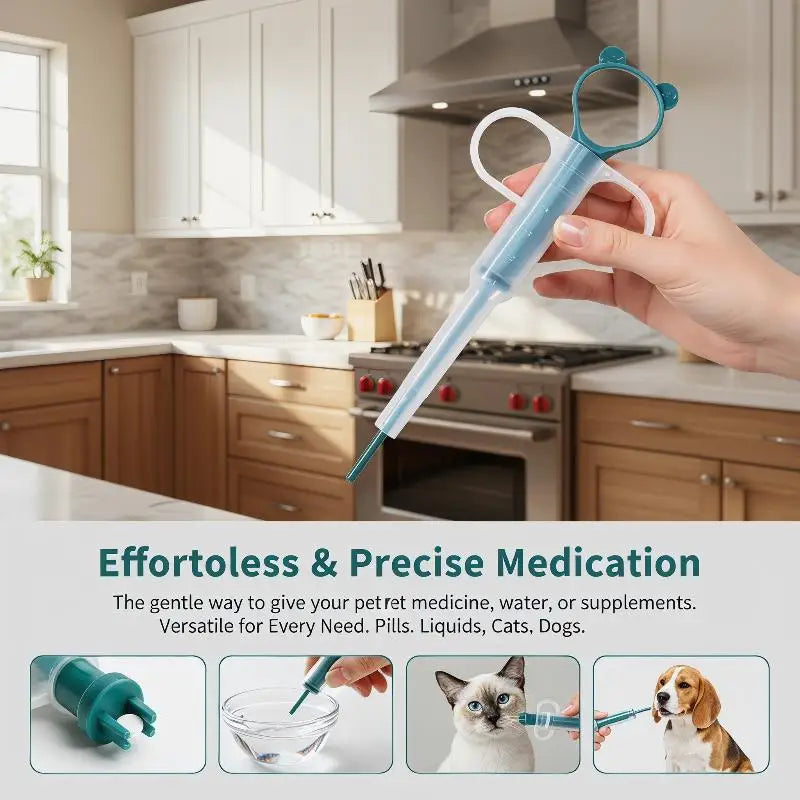 Pet Pill Dispenser Soft Tip Cat Dog Medicine Shooter Ergonomic Qme
