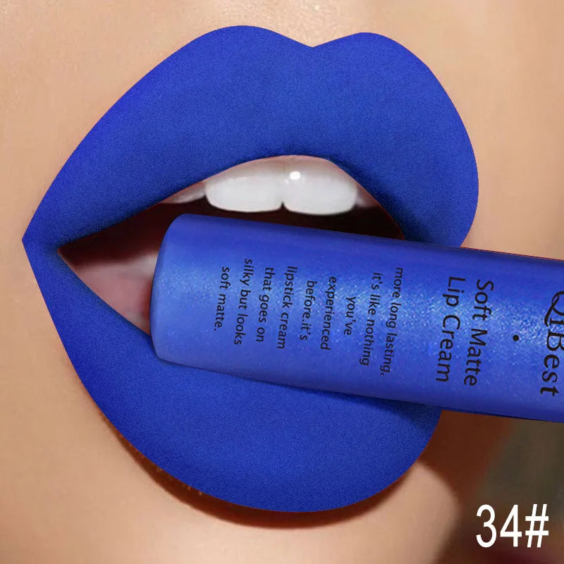 QIBEST Waterproof Matte Nude Liquid Lipstick Pigment Dark Red Black Long Lasting Liquid Lipstick Women Makeup Lipgloss Lip Tint Qme 34