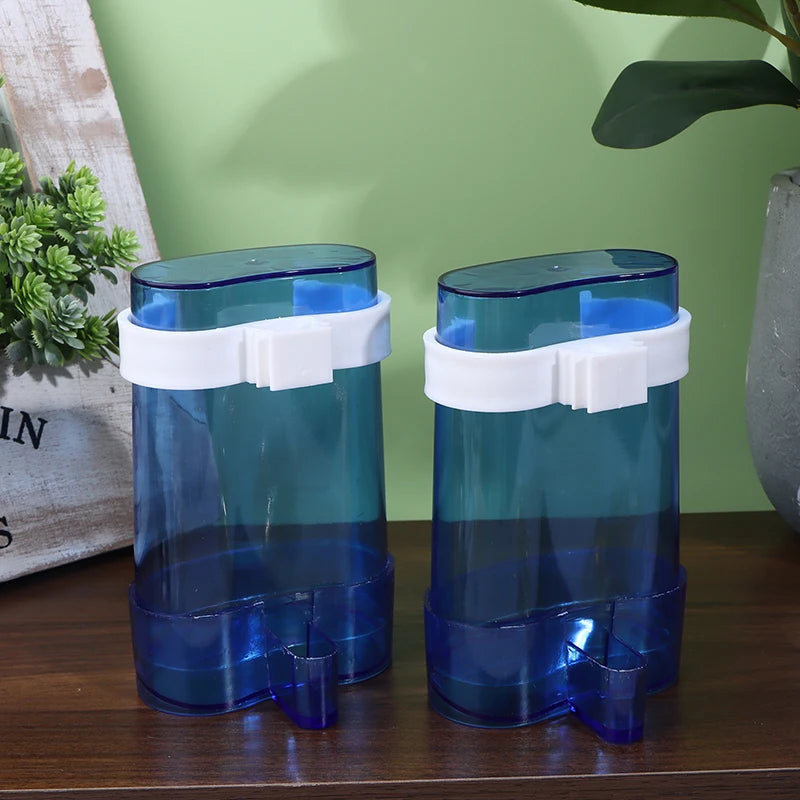 2 Parrot Canary Parakeet Cage Food Drinking Feeding Supplies Plastic Qme Blue BL 2PCS
