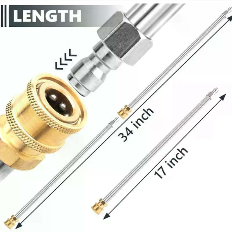 High-Quality Stainless Steel Pressure Washer Extension Wand With Quick Connect (1/4 Inch) – Heavy-Duty Upgrade Qme
