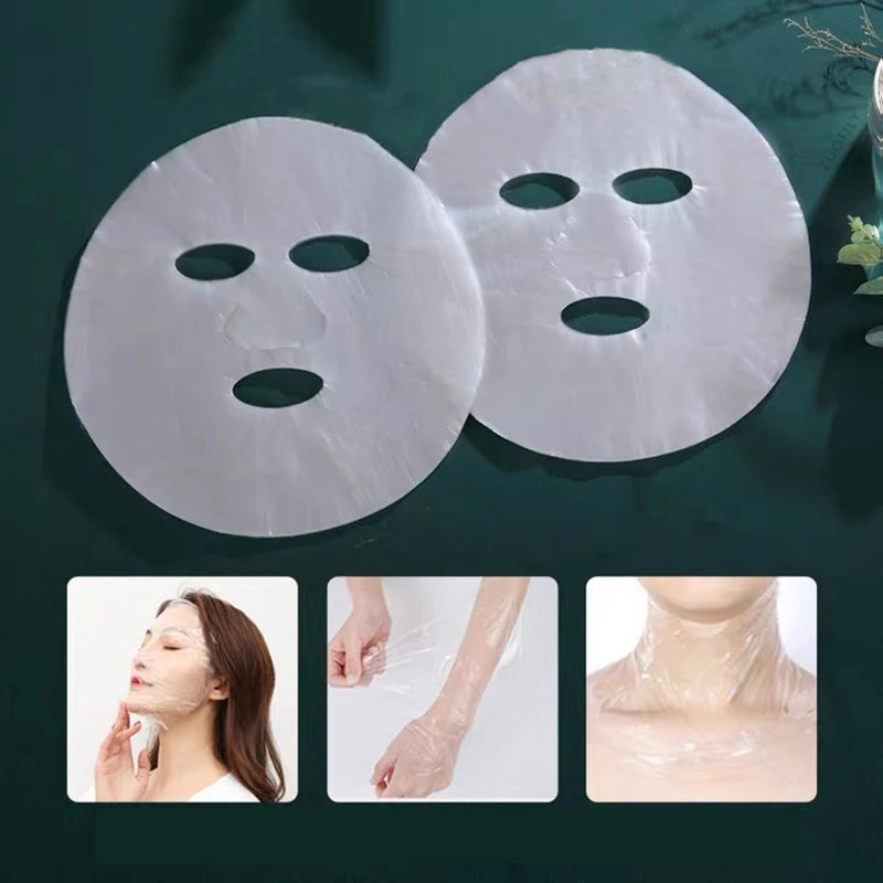 Disposable Face Plastic Film Full Face Cleaner Mask Neck Stickers Paper Transparent PE Masks Wrap Facial Beauty Healthy Tool Qme