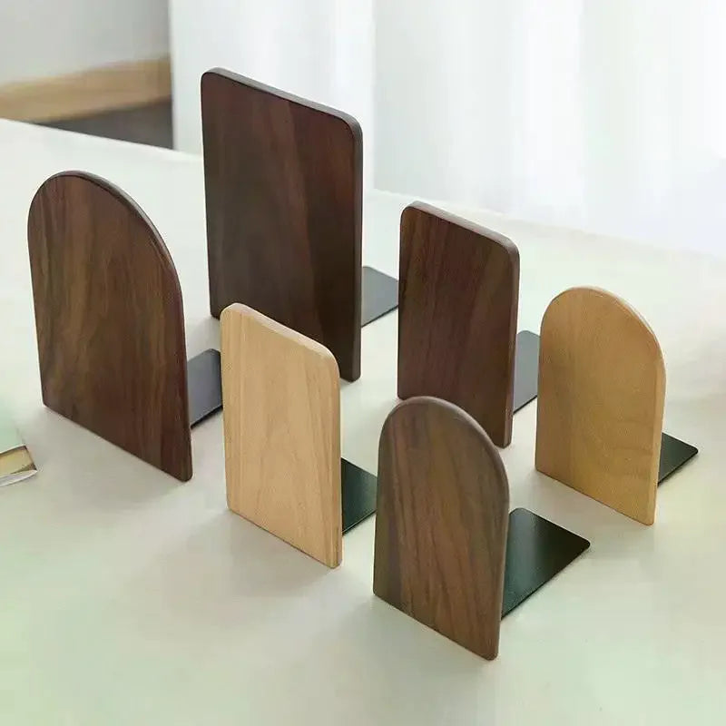 Nature Wooden Bookends Desktop Bookshelf Desk Organizer Office Home Qme