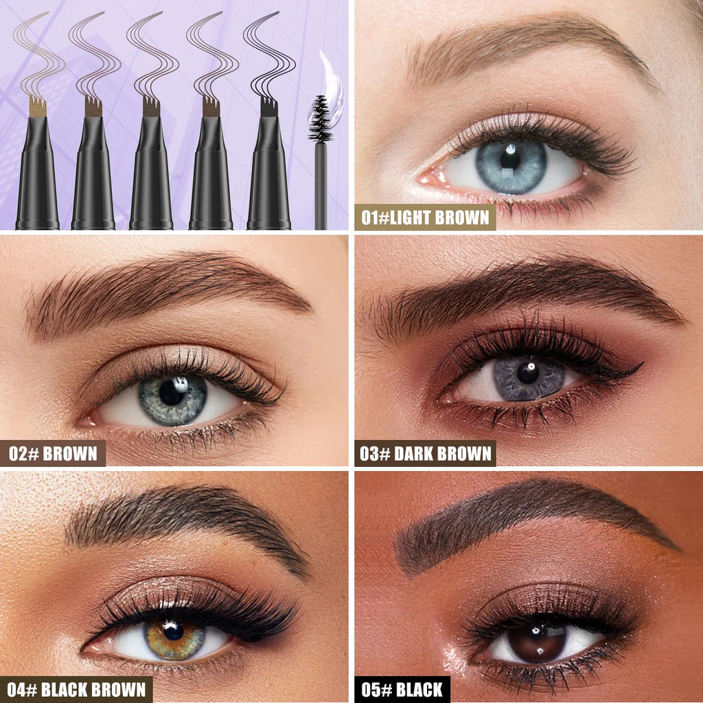 1PC Double-Ended Waterproof Eyebrow Pencil - Non-Fading, Precise Application for Long-Lasting Brow Makeup Qme