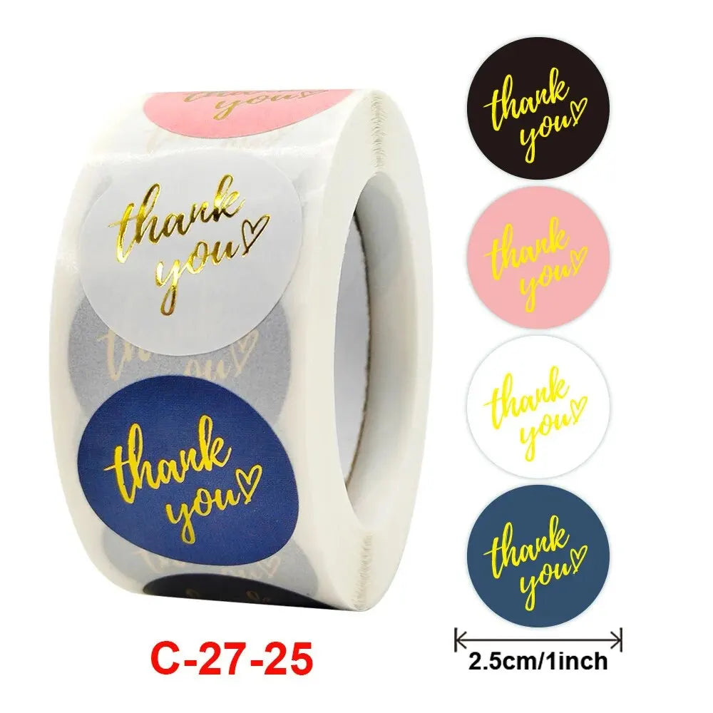 500Pcs 1inch Thank You Stickers For Envelope Sealing Labels Stationery Supplies Handmade Wedding Gift Decoration Sticker New Qme C- 27-25