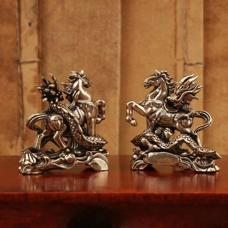 1Pcs Home Office Desktop Decoration 2026 Year Of Horse Brass Feng Shui Horse Figurines Miniatures Gift Qme