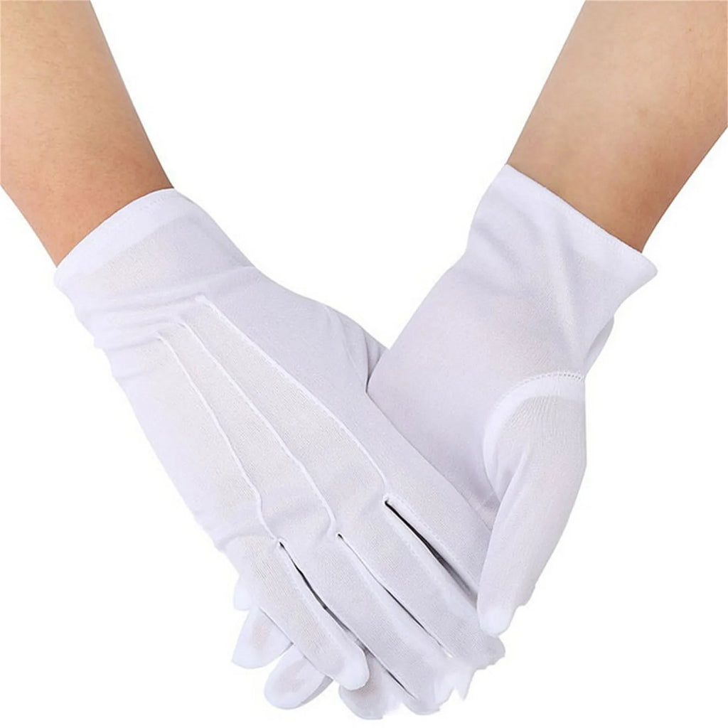 Full Finger Etiquette White Cotton Gloves Multipropose Waiters/Drivers/Jewelry/Gardern Workers Mittens Cosplay Accessories Qme