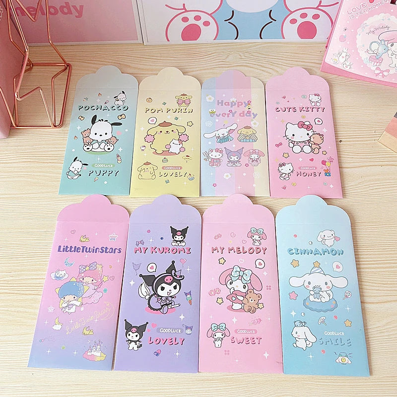 Hello Kitty Kuromi Red Envelope Pouch Cute, Cartoon-Style, Creative, and Trendy Storage Pouch Qme