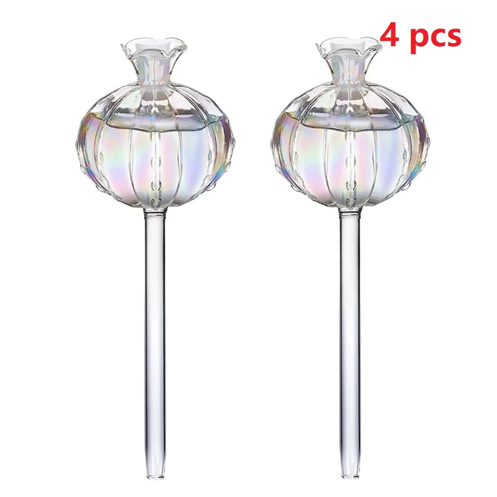 2PCS Pomegranate Flower Watering Machine Glass Creative Modeling Watering Machine Pot Lazy Watering Machine Qme 4PCS
