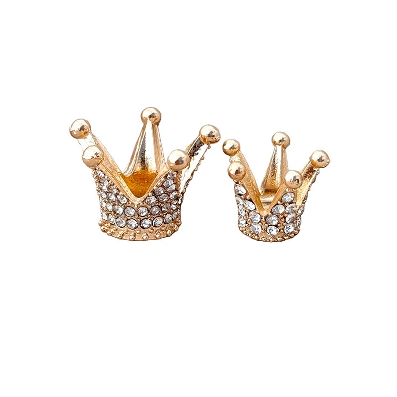 2 Dollhouse Miniature Gold Mini Alloy Crown Rhinestone Princess Small Qme