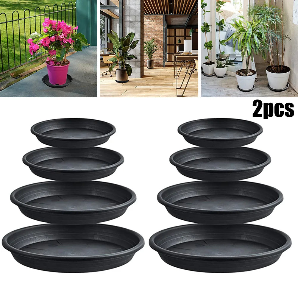 2PCS PP Round Succulent Plant Flower Pot Saucer Gross Trays 4/6/7/8/10 Inches Plant Trays For Home Garden Decoration Black Qme