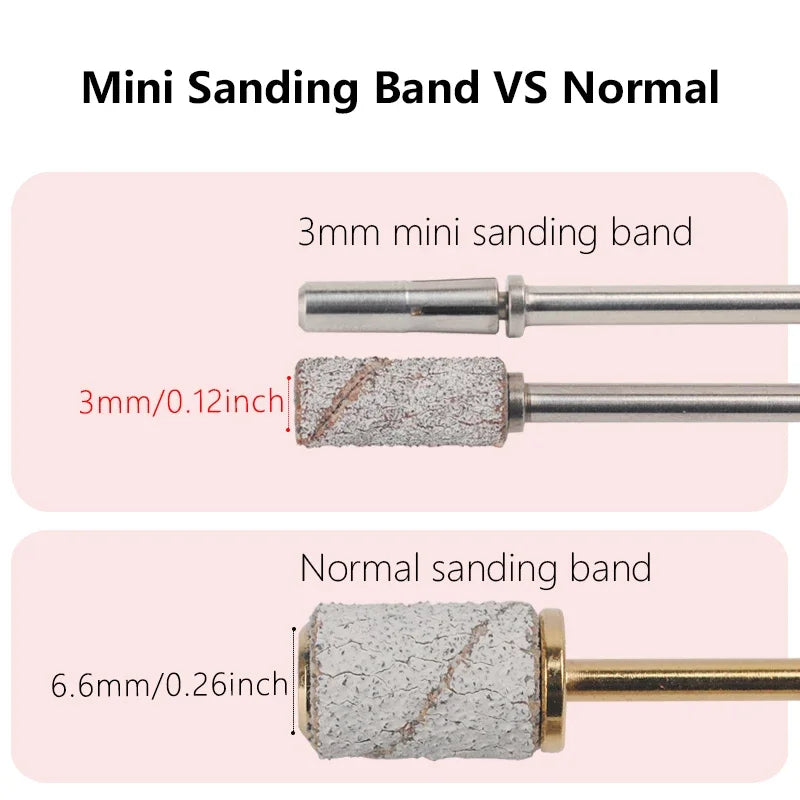 50/100Pcs 3mm Mini White Sanding Bands Stainless Steel Nail Drill Bits Mandrel Electric Manicure Accessories Tool Qme
