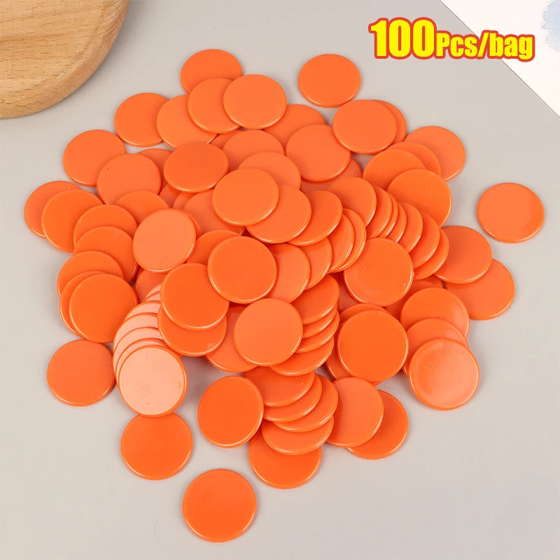 Math Learning Montessori Toy 100 X Plastic Poker Chips Bingo Chip Qme Orange