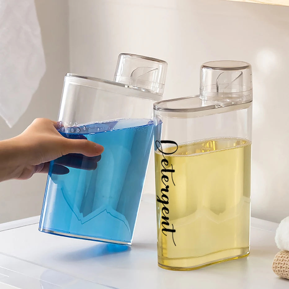Transparent Laundry Detergent Dispenser Bottle Sealed Tank for Detergent Powder Bleach Softener Laundry Room Organization Qme