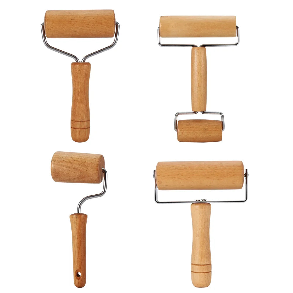 Wooden Rolling Pin Pastry and Pizza Dough Roller Manual Baker Roller Smooth Surface Baking Tool for Kitchen Cake Pizza Bread Qme