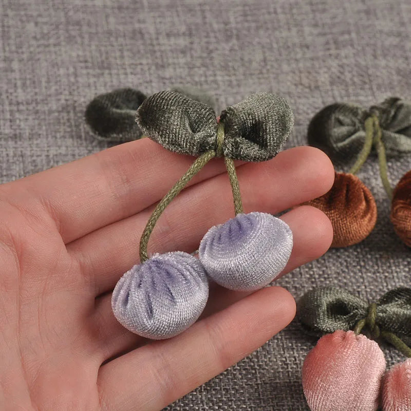 4pcs 42x55mm Assorted Polyester FibreCherry Appliques, Cute Fabric Cherry Pendants for DIY Hair Accessories Crafts cp3849 Qme