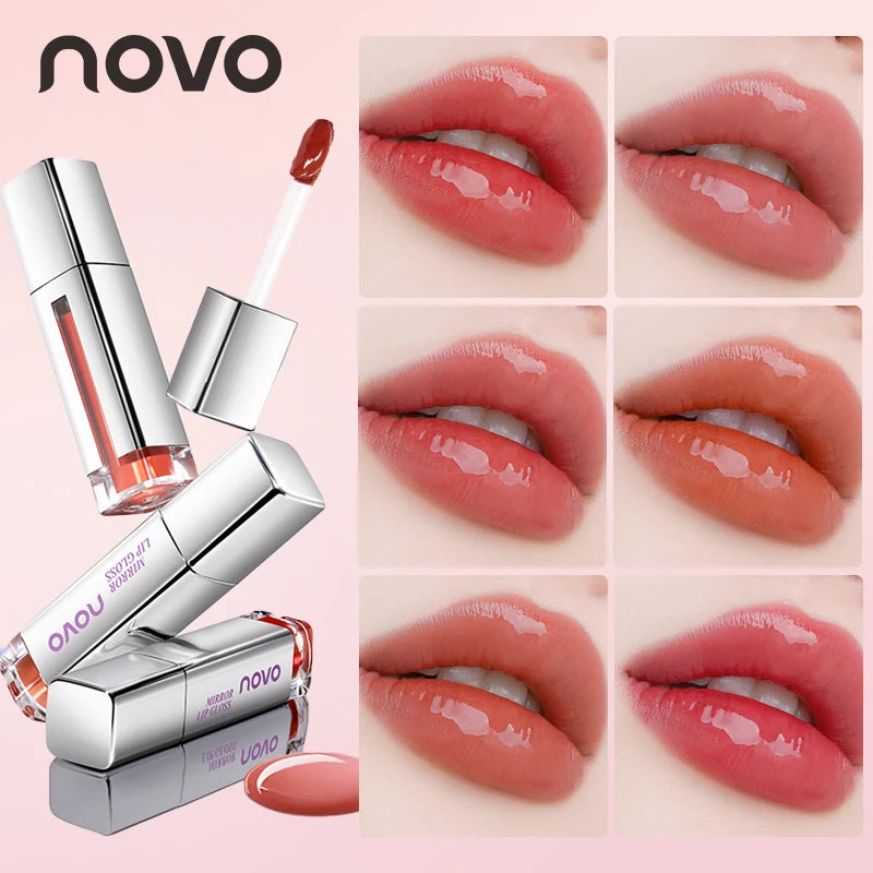 Glossy Lipstick-Lasting Hydrating Lip Gloss, Water Light Mirror Glossy Glass Lip Glaze, Waterproof, Non-Sticky, Non-Stick Cup Qme