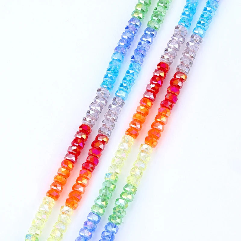 6mm 8mm Premium K9 Crystal Sparkling Rondelle Beads Faceted Glass Wheel Spacer Beads for DIY Bracelets, Necklaces, Earrings Qme 6mm-70pcs