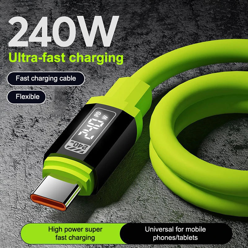 240W USB-C Data Cable Power Indicator Supports Fast Charging Type-c Qme