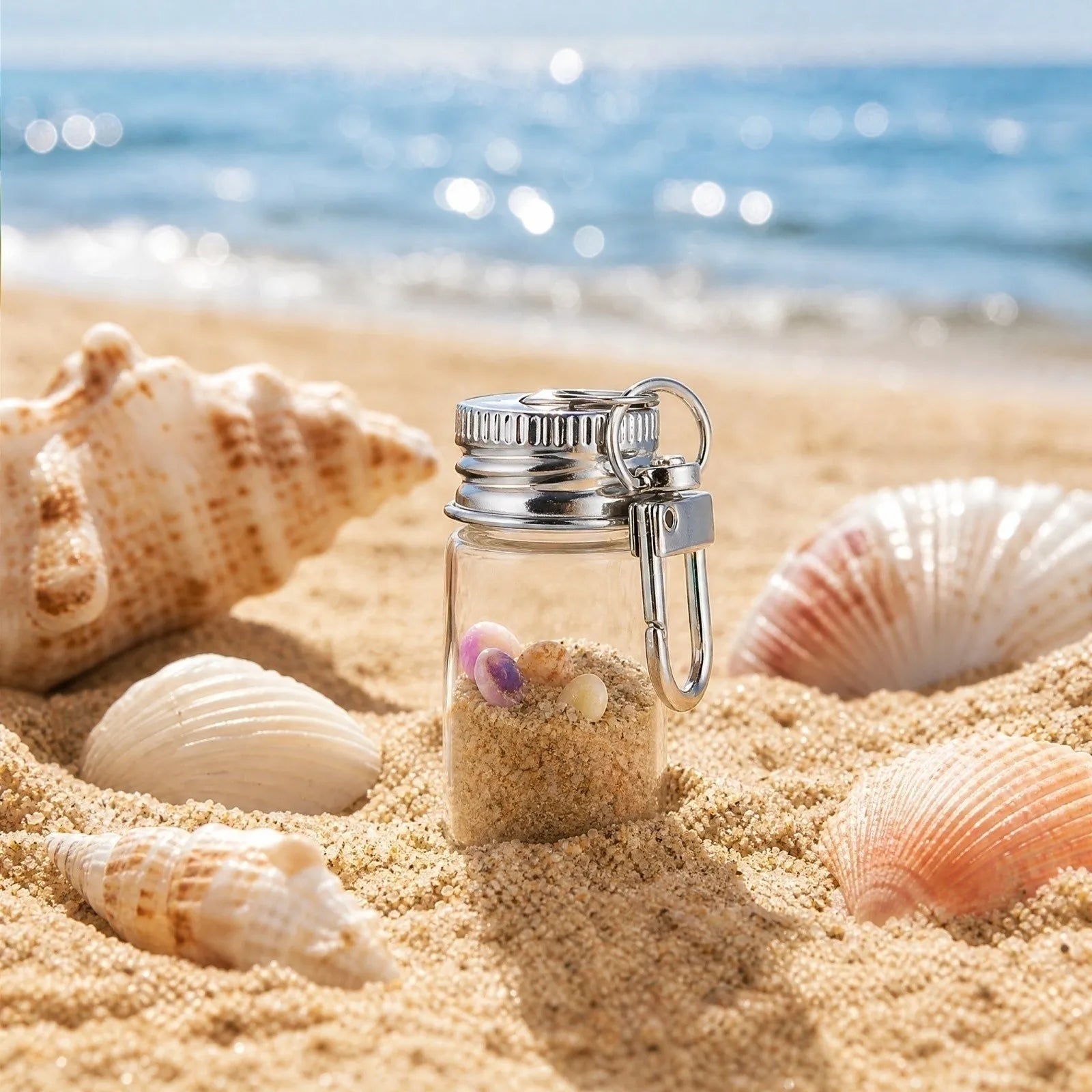 15Pcs Mini Clear Glass Bottle Pendants Multifunction Storage Hanging Jar Perfect for Keys Bags Car Accessories Qme