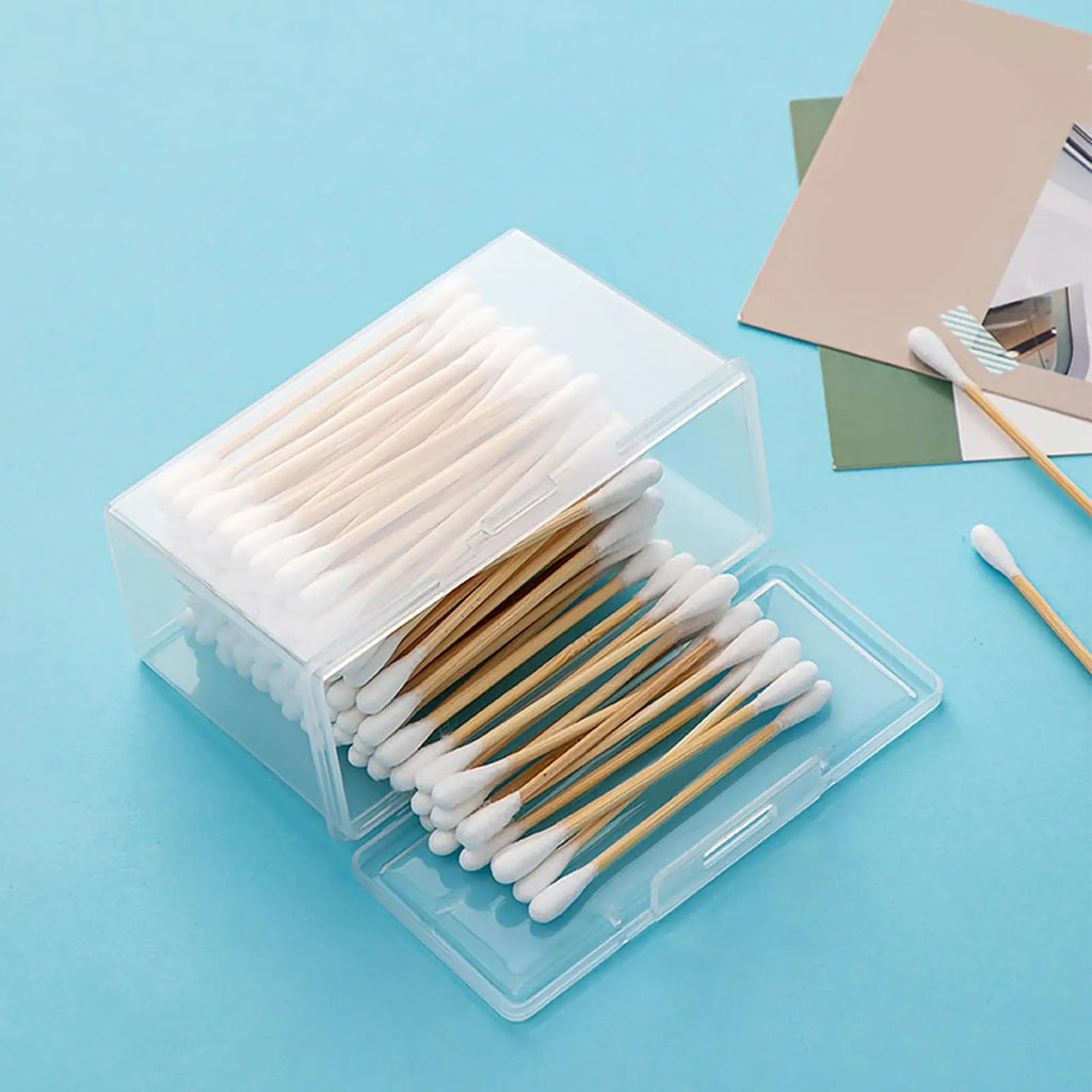 Cotton Swab Container Small Earring Organizer Small Transparent Cotton Ball Holder Portable Cotton Swab Holder Case Qme