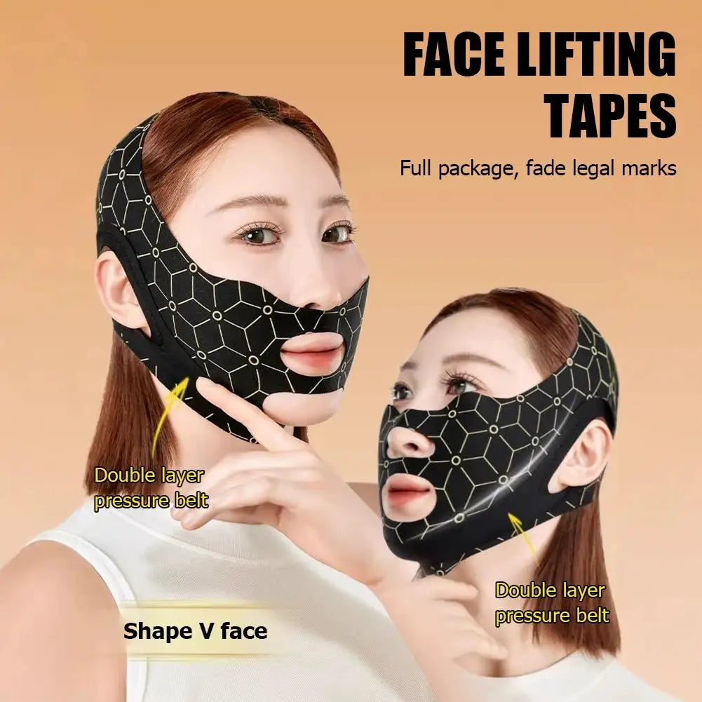 Face Lifting Tapes Mask Adjustable Toning Belts Reusable Chin Strap Qme