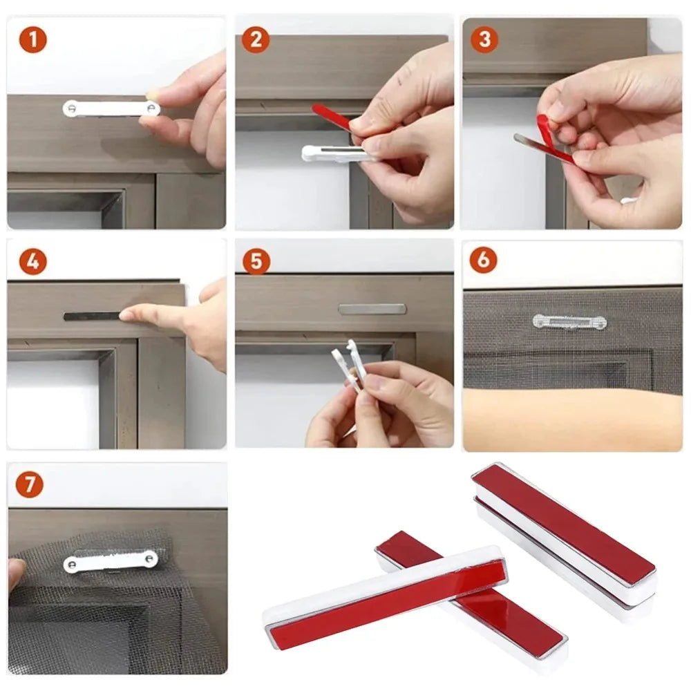 New Magnetic Window Screen Clip Prevention Insect Door Window Screen Netting Fixation Buckle Free-Drilling Installation Clip Qme