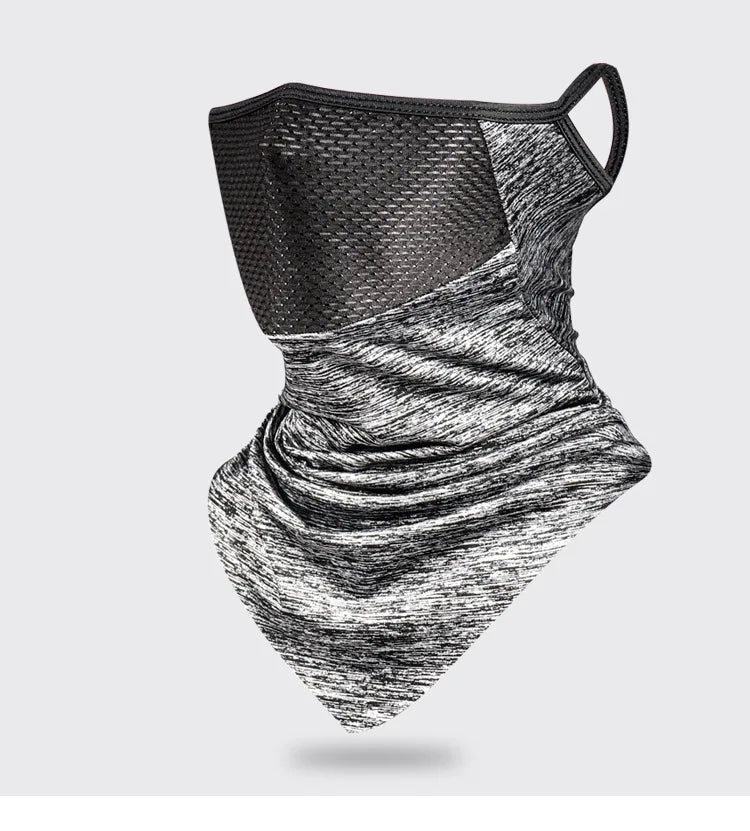 Summer Ice Silk Sunscreen Headgear Outdoor Riding Breathable Mask Qme Dark Grey