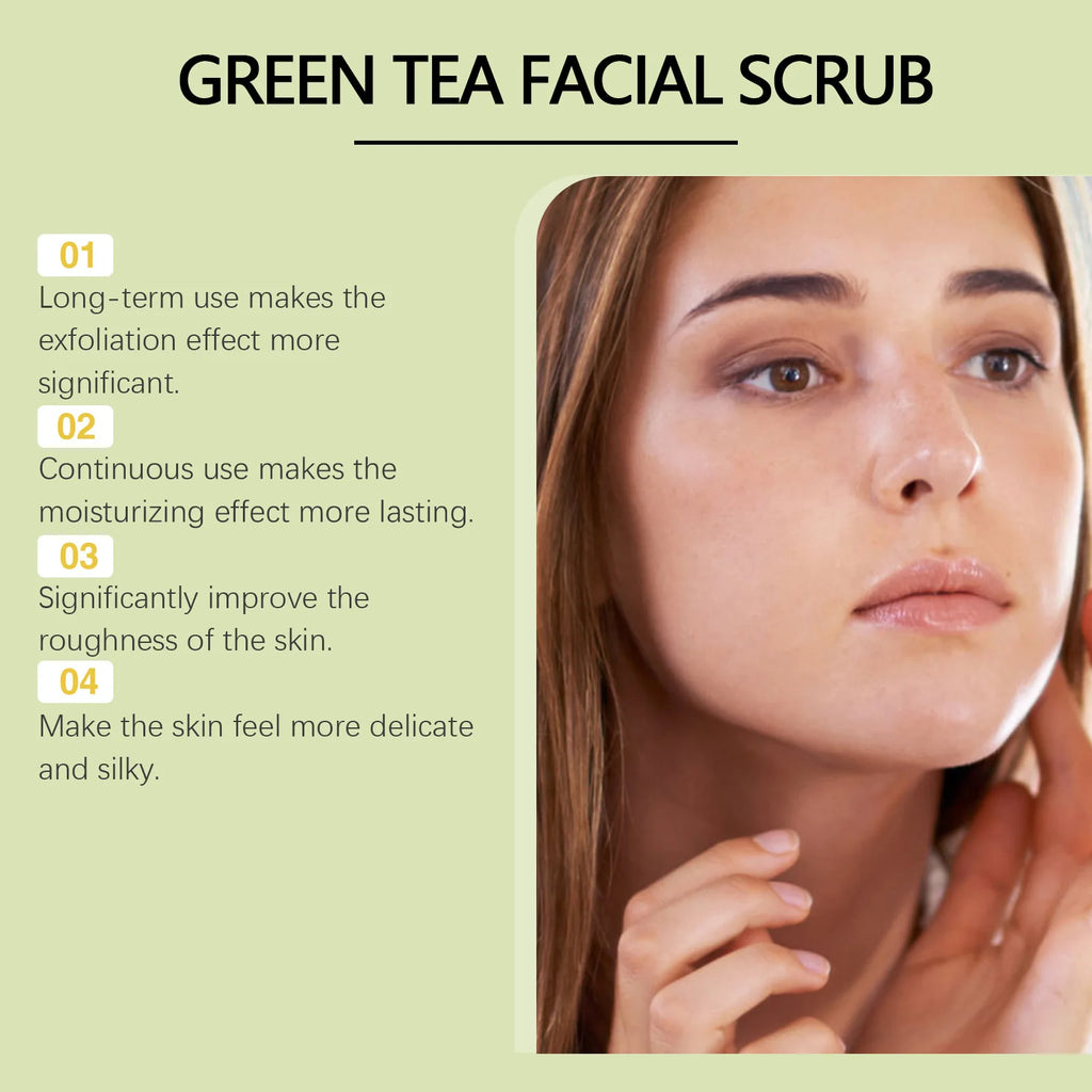 Green Tea Facial Scrub Deep Pore Cleansing Hydrating Blackhead Removal Dead Skin Gentle Exfoliating Scrub Skin Renewal Skin Care Qme
