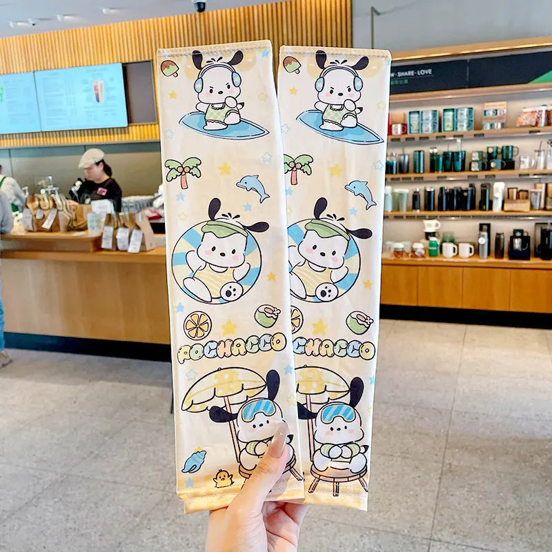 Hello Kitty Kuromi Sun Protection Arm Sleeves—Breathable Cooling Arm Sleeves for Students—UV-Protective Cooling Silk Arm Sleeves Qme 5