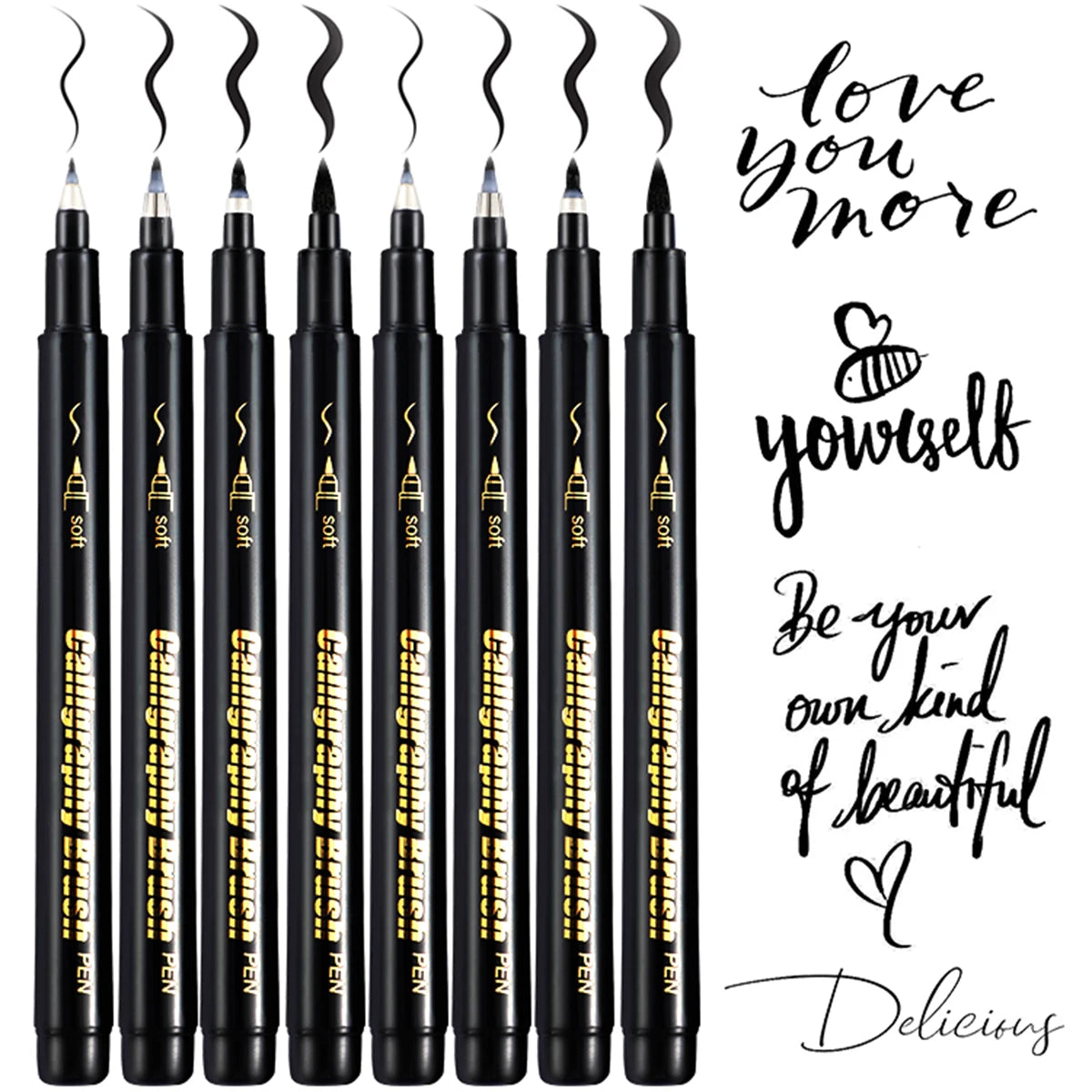 Black Calligraphy Art Marker Brush Pens, Brush Tips, Art Marker Craft Supplies Art Writing Office School Student Supplies Qme