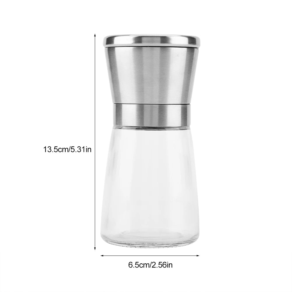 Stainless Steel Glass Manual Pepper Grinder Salt Pepper Mill Shaker for Kitchen Cooking Seasoning Tools Grinding Tool Qme