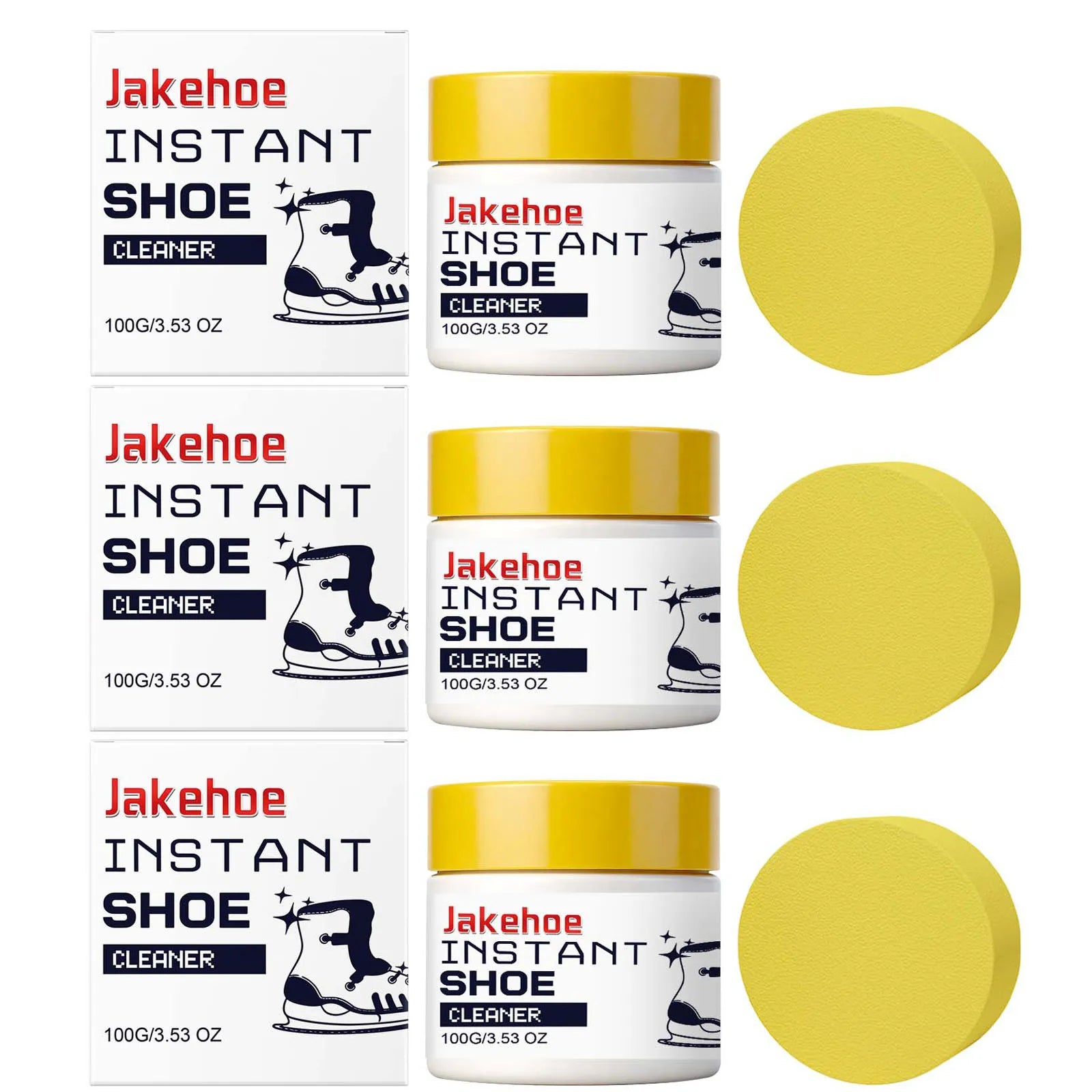 Instant Shoe Cleaning Cream Removing Stains Restore Luster Form a Protective Layer Prevent Yellowing All‑purpose Sneaker Cleaner Qme 3 x 100G Boxed