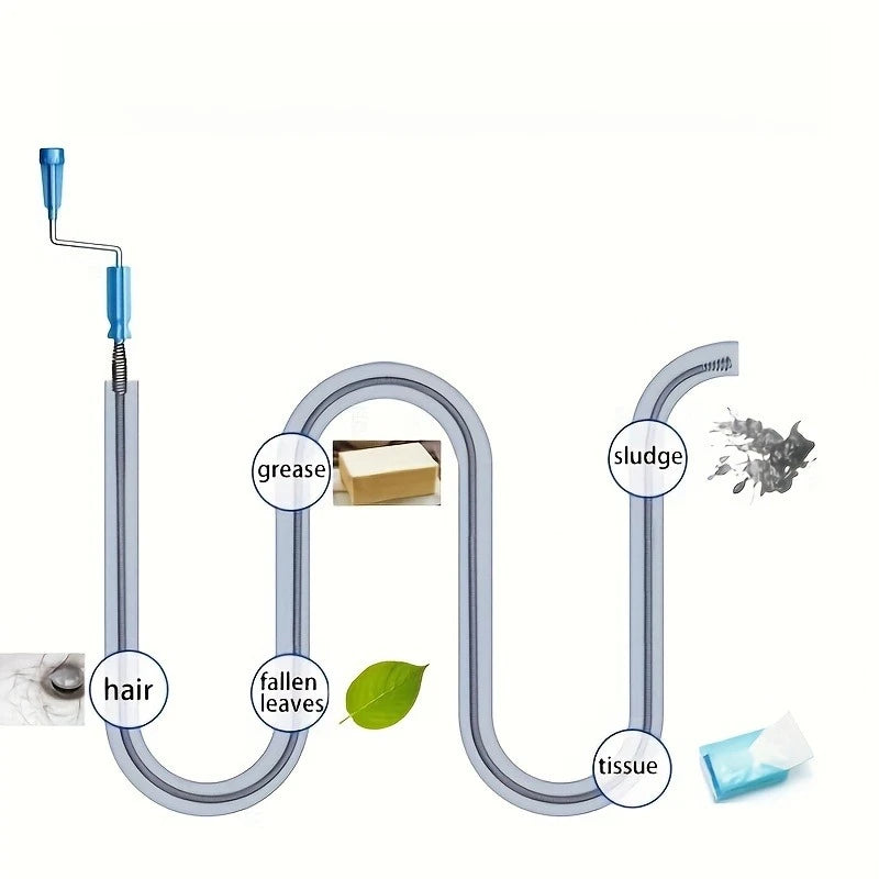 One Set Of 1pc Flexible Pipe Cleaning Shafts - Spiral Drain With Cleaning Hook Qme