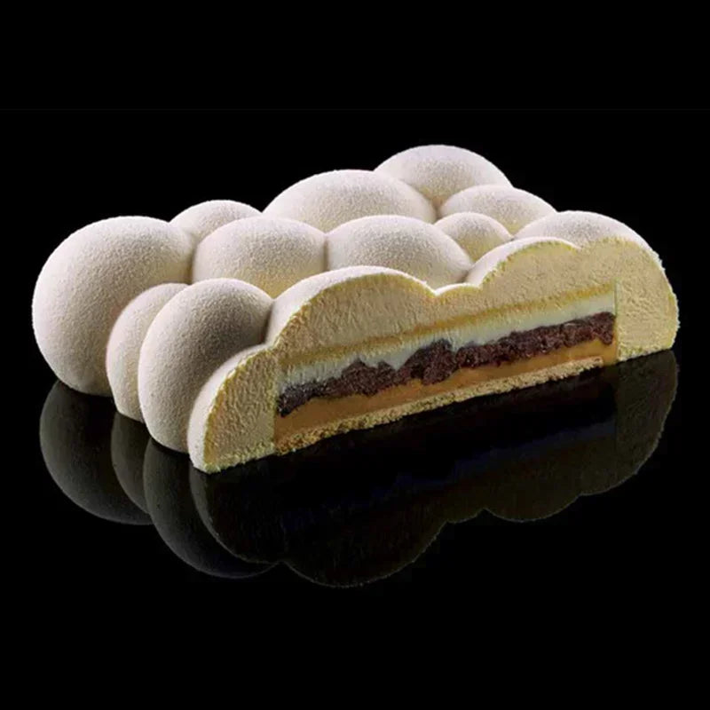 3D Square Cloud Shaped Silicone Cake Mold White Mousse Baking Dessert Qme