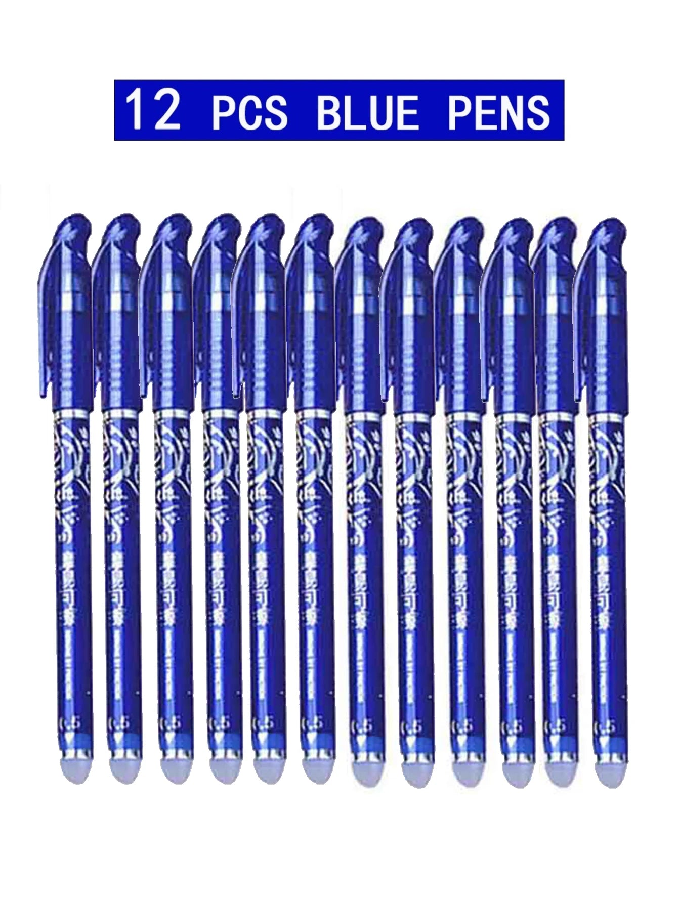 Kawaii Erasable Gel Pens Refills Set 0.5 Mm Fine Point Blue Ballpoint Pen for Writing Stationery Office School Supplies Qme blue 12 pen