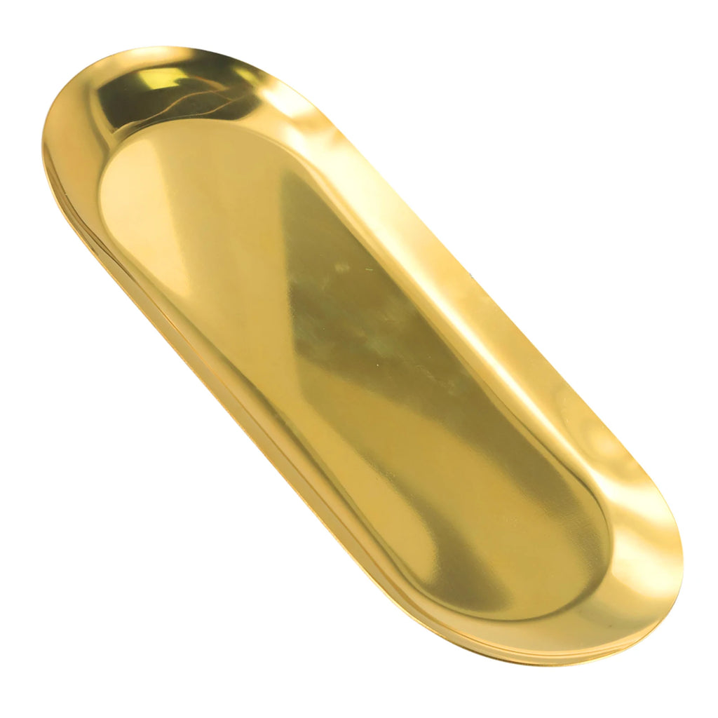 1pc Oval Stainless Steel Tray Storage Tea Fruit Cosmetics Jewelry Plate Gold 18cm 23cm Tableware Home Accessories Organization Qme