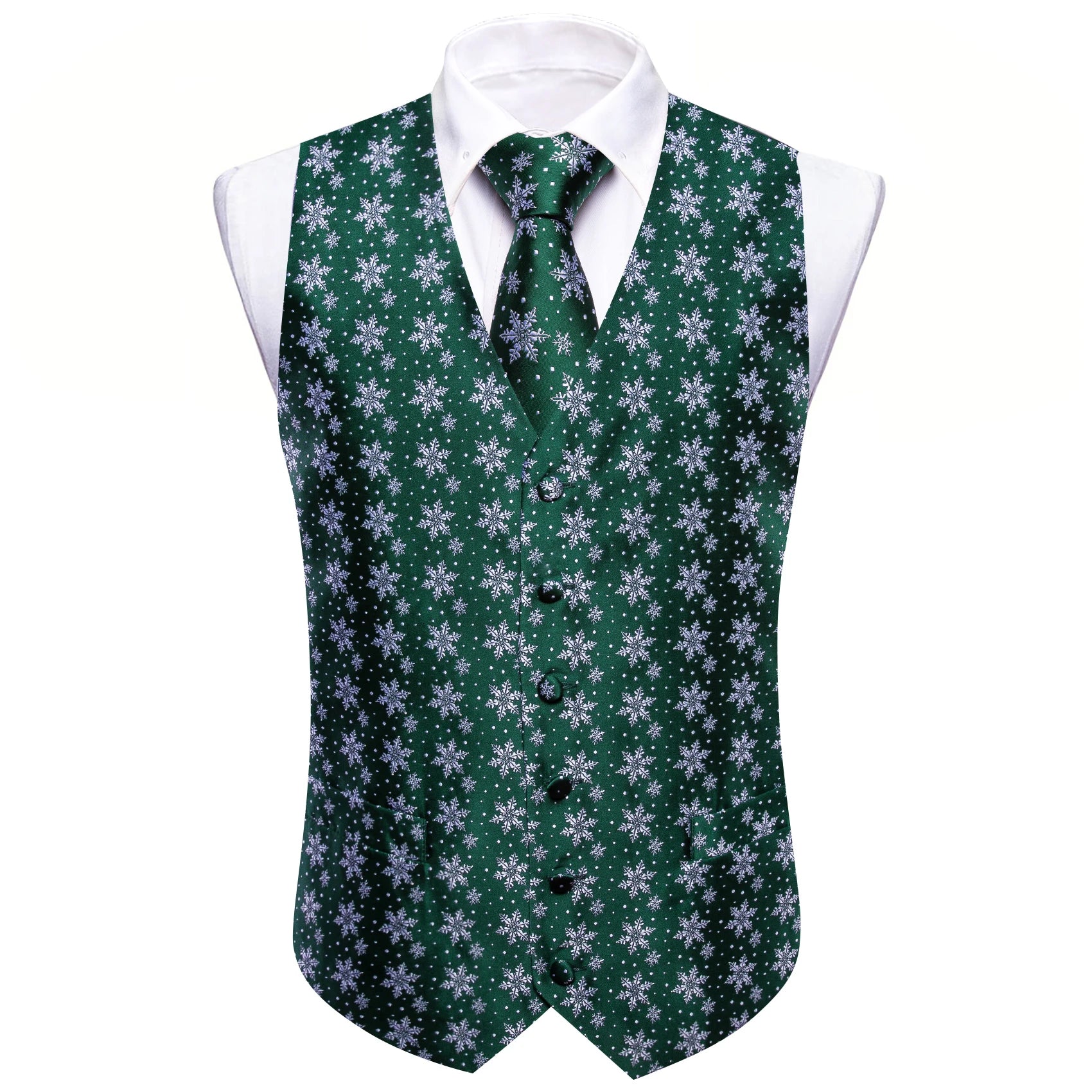 Christmas Colorful Men Vest Tie Pocket Square Cufflinks Set 4 Pieces Xmas Wedding Party Suit Accessories Gifts for Dad Boyfriend Qme BW-MJTZ2086 S