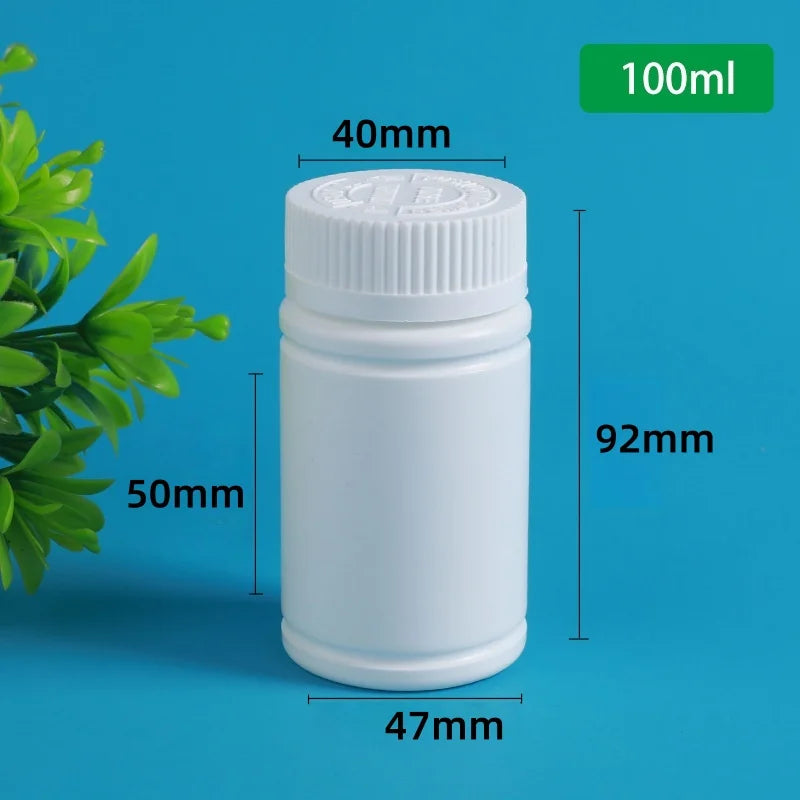 Solid Powder Portable Containers Plastic HDPE White Empty Seal Qme 100ML 10PCS A