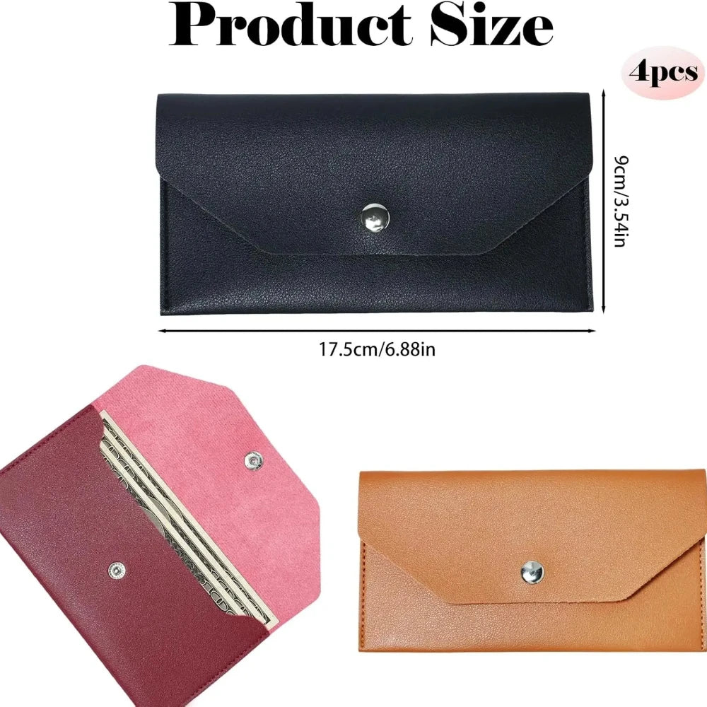 Men’s Ultra Thin Portable Cash Envelope Wallet Wear Resistant PU Leather Money Binder Organizer with Name Card Holder Qme