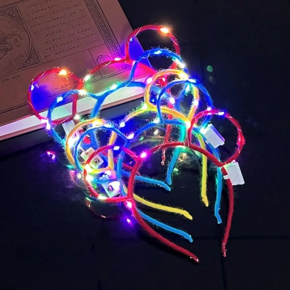 Luminous Hair Hoop LED Rabbit Ears Headband Concert Support Qme C-Random colors