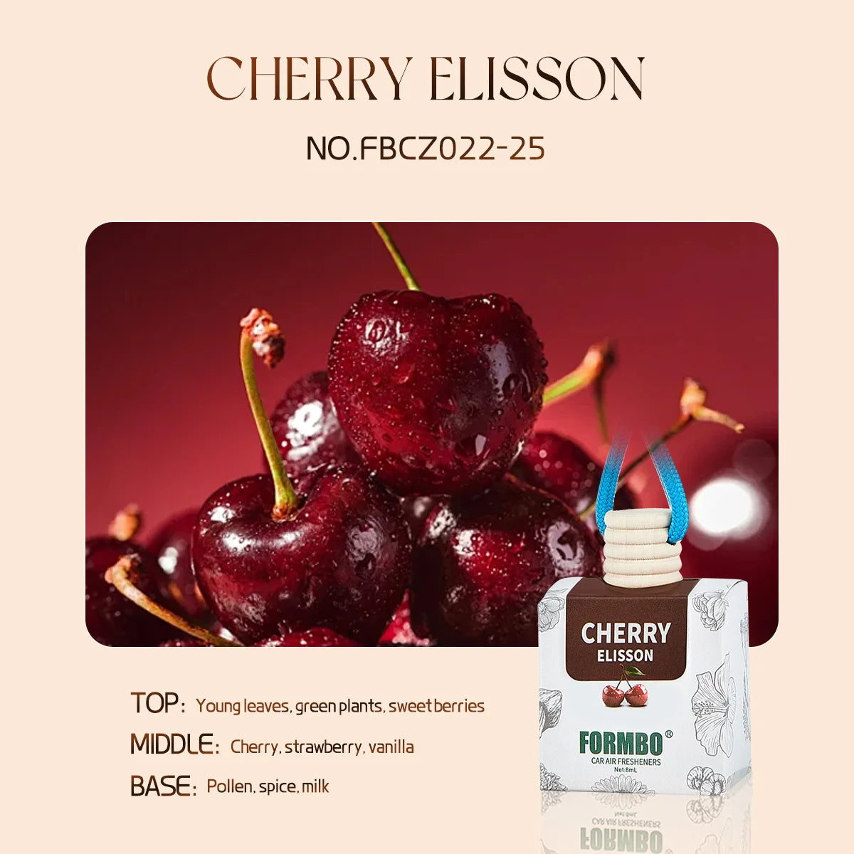 Essential Oil Car Air Freshener Lasting Fragrance Home Decoration Qme CHERRY ELISSON