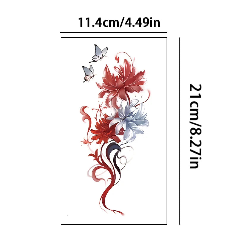 Sexy leg cross shore flower and butterfly temporary stickers, waterproof and sweat proof, colorful ankle rings, tattoo stickers Qme XQB-715