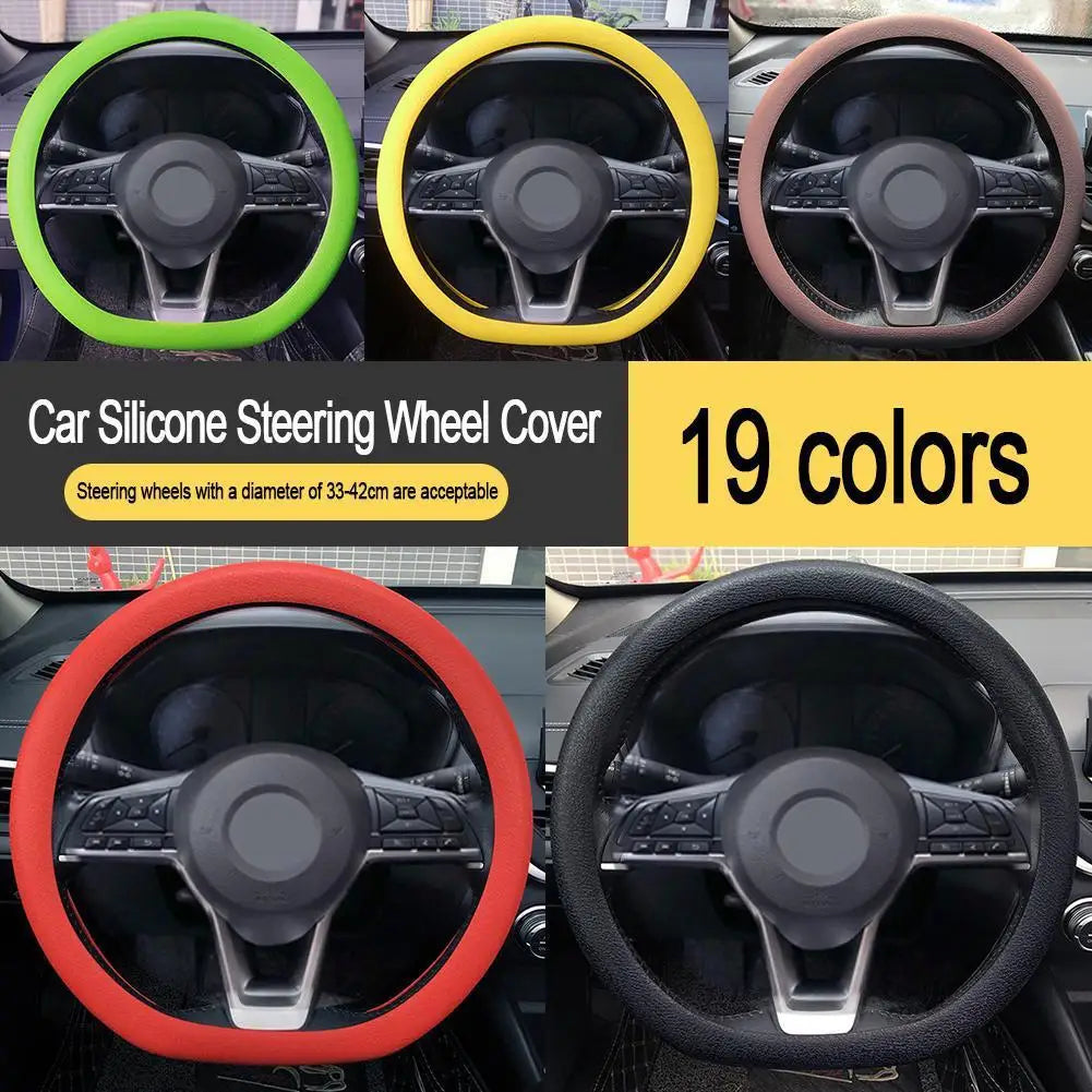 19 Color Car Silicone Steering Wheel Cover For Summer Fashion Sweat Absorbent Non-slip Handle Cover General DIY Parts Qme