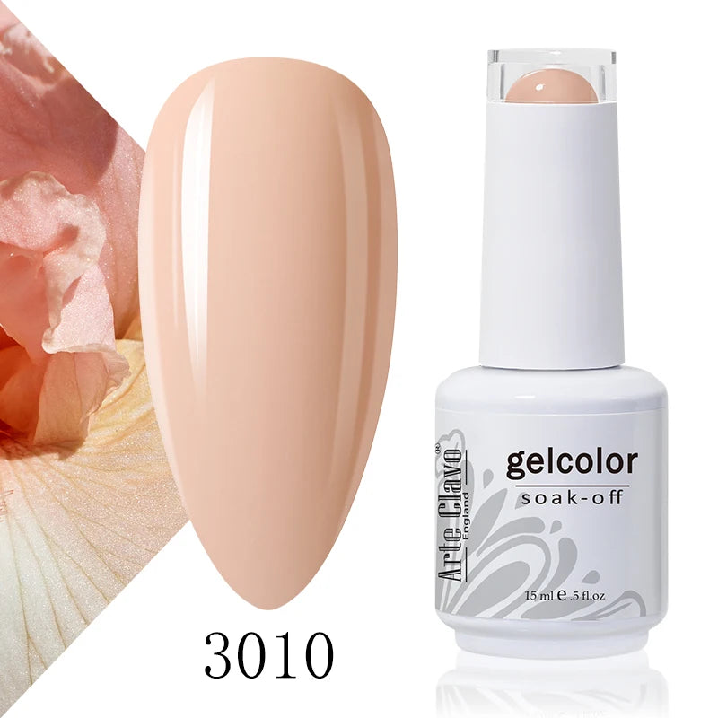 Arte Clavo Solid Gel Nail Polish Rainbow Summer Varnish Soak Off Qme 3010