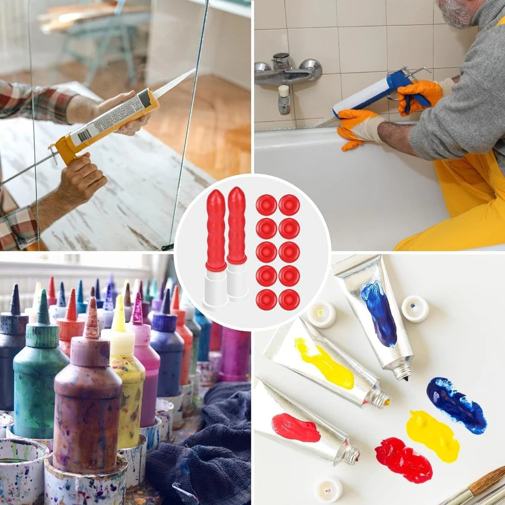 5/10/20/50Pcs Caulk Sealing Cap Dustproof Red Glass Glue Tip Cover Protector for Caulking Gun Daily Tool Qme