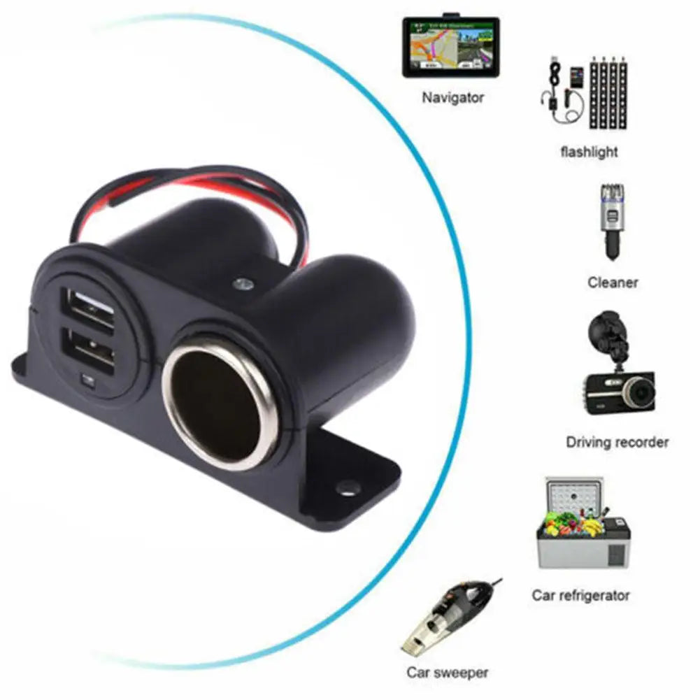 Multifunction Cigarette Lighter Ports Socket 2 USB 3.1A/3100ma Car Charger Camper Multi Plug Port Adapter Charger Recessed Cars Qme