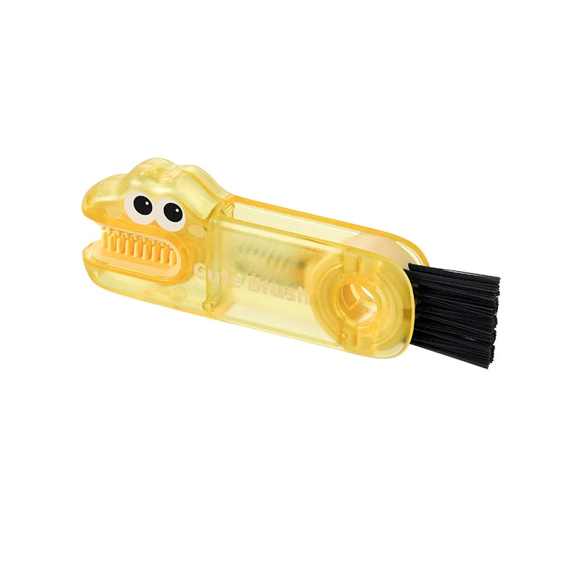 CC113 1 Multifunctional Cup Lid Brush Cute Crocodile Crevice Cleaner Qme Yellow