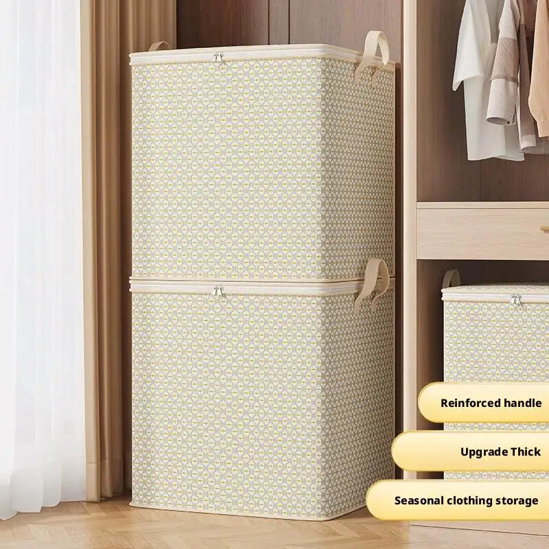 Non-woven Quilt Storage Bag With Lids Zipper Foldable Clothes Quilt Bins Container Large Capacity Dust-proof Bag Organize Qme