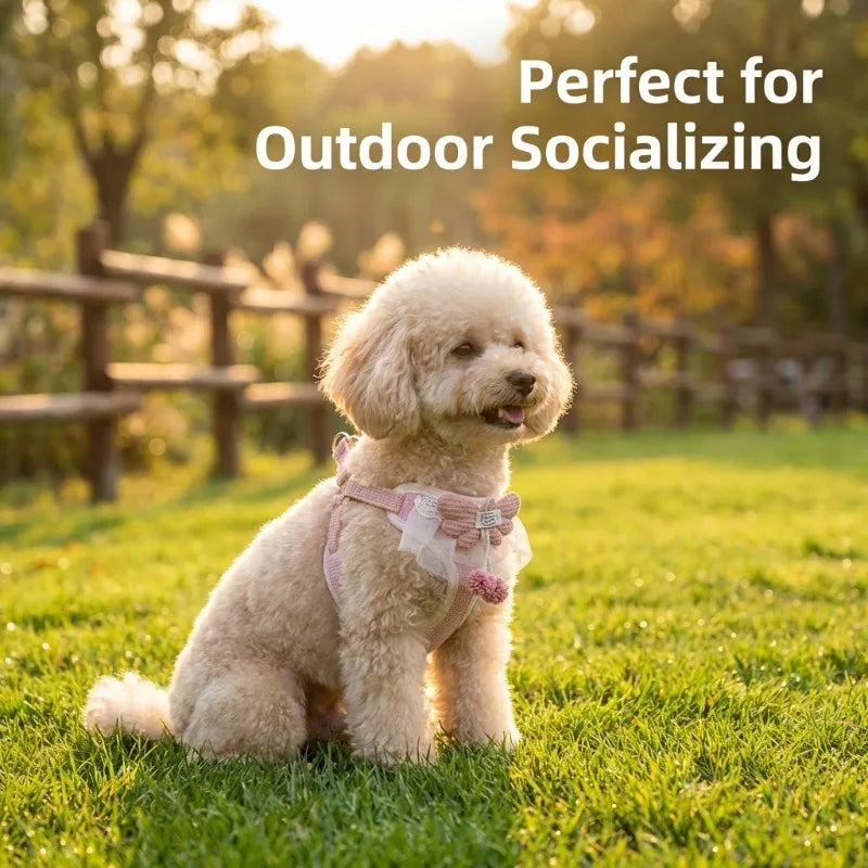 Dog Harness Leash Small Medium Adjustable Ventilate Puppy Cat Pet Qme